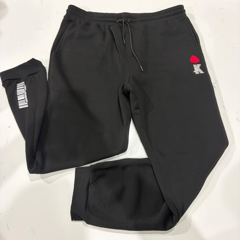 Members Only Mens Black King of Hearts Skeleton Joggers Sweatpants 3XL Y2K Baggy